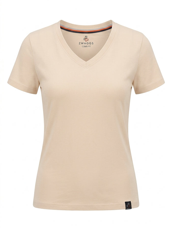 COMFI FIT Regular White Swan  V-neck T- Shirt