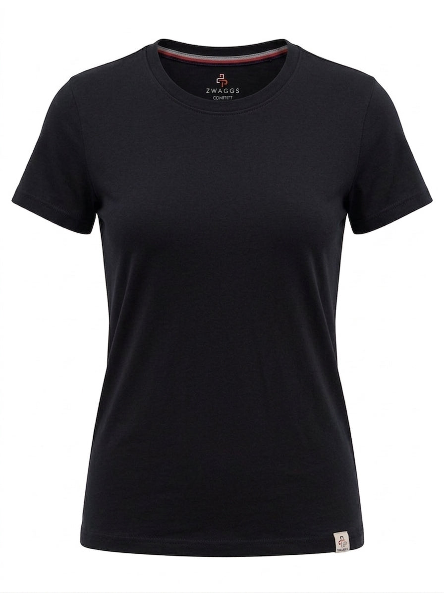 COMFI FIT Regular Women Black  Crew-neck T- Shirt