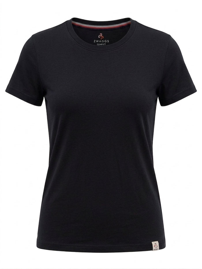 COMFI FIT Regular Women Black  Crew-neck T- Shirt