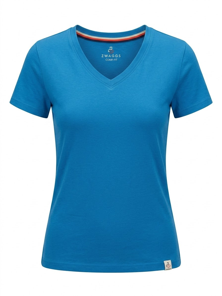 COMFI FIT Regular Women Sea Port V-neck T- Shirt