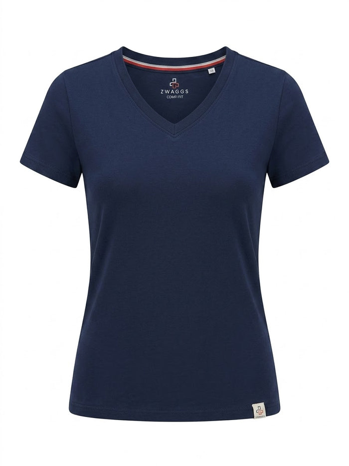 COMFI FIT Regular Black Iris Coral V-neck T- Shirt