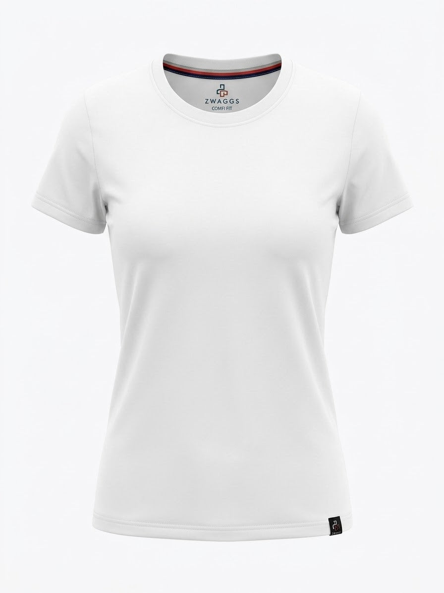 COMFI FIT Regular Women White  Crew-neck T- Shirt